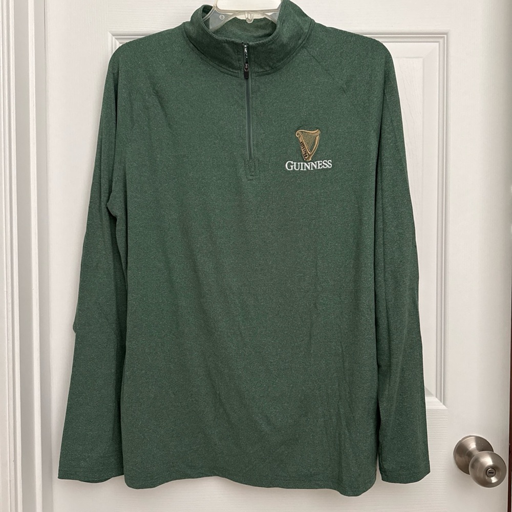 Guinness Dark Green Quarter-Zip Pullover with Gold Logo